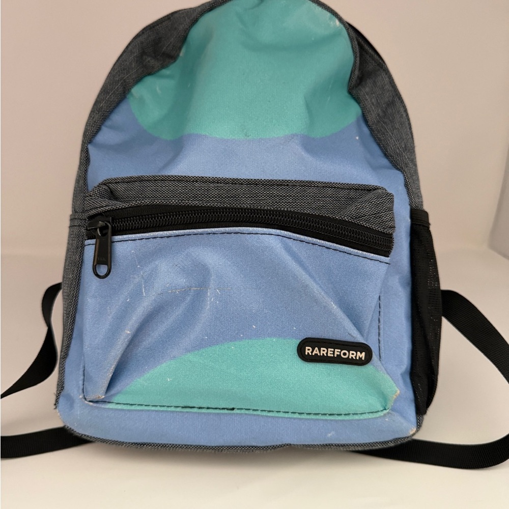 RAREFORM Colorblock Backpack Blue Teal Gray Black Fabric Zip